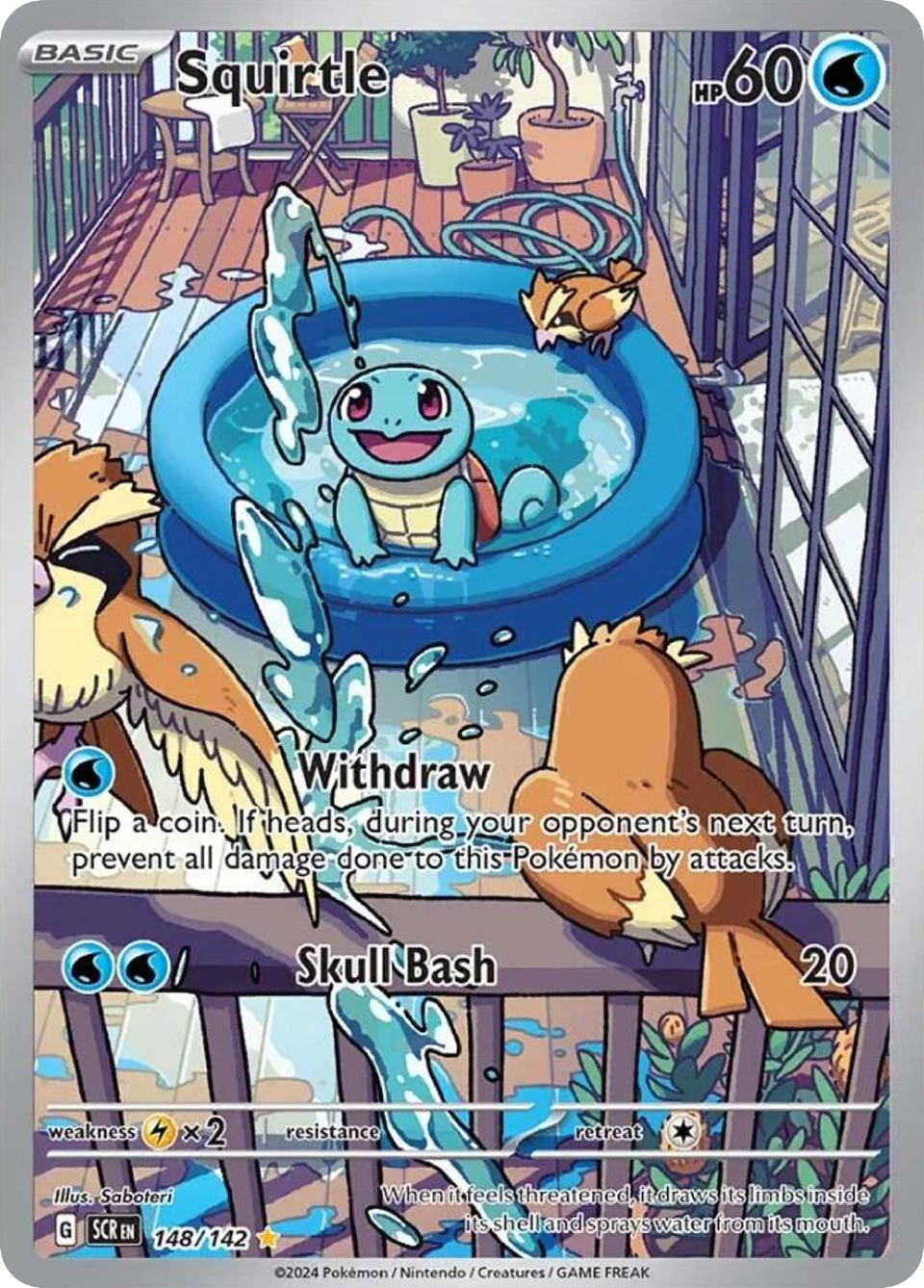 Squirtle Illustration Rare 148 from Pokemon TCG Stellar Crown, real card art